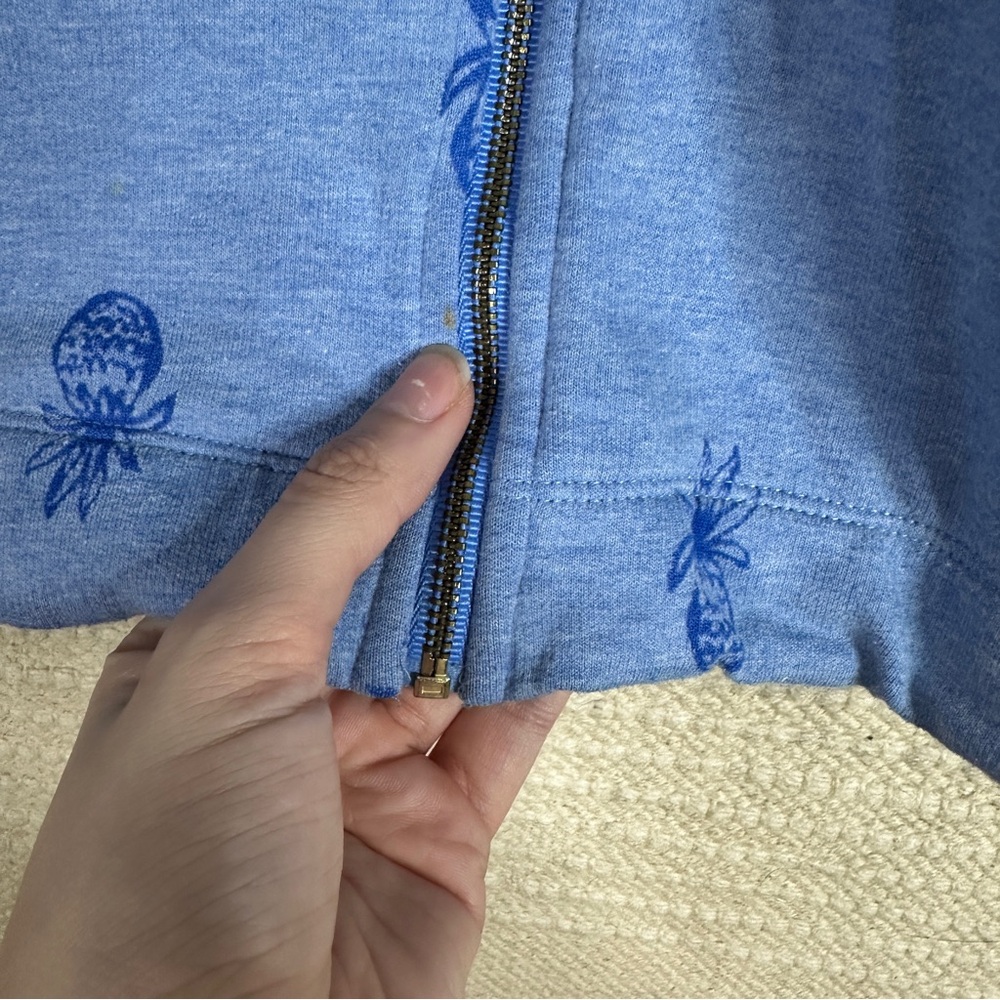 LILLY PULITZER Bennet blue Pineapple Burnout zip front Skipper jacket SIZE M - Picture 5 of 10
